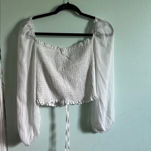 Elegant White Smocked Women's Top